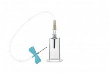 Игла-бабочка с луэр-адаптером и держателем (23Gх3/4" 19 см, голубая, 0,6х19 мм)