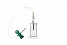 Игла-бабочка с луэр-адаптером и держателем (21Gх3/4" 19 см, зеленая, 0,8х19 мм)